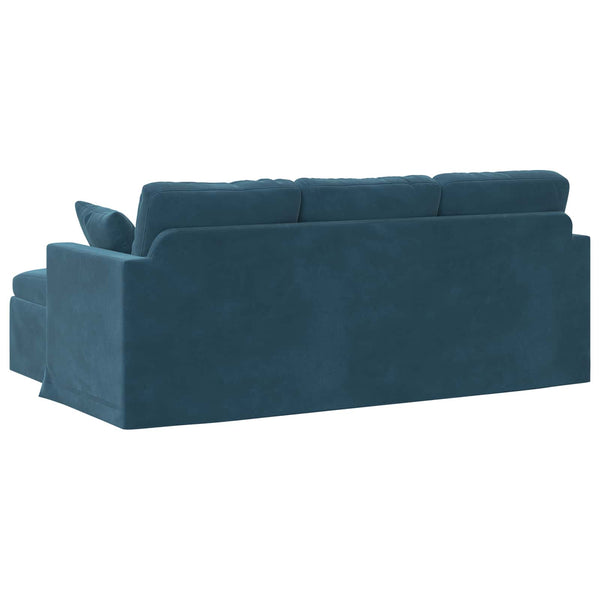 Blaues Samt Sofa, 198 cm