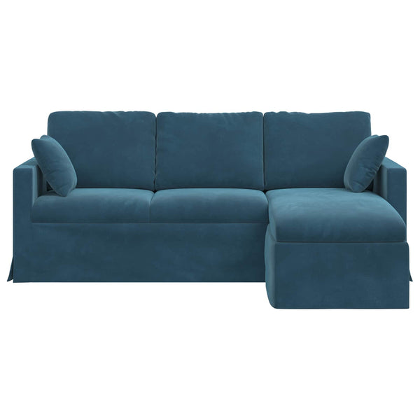 Blaues Samt Sofa, 198 cm
