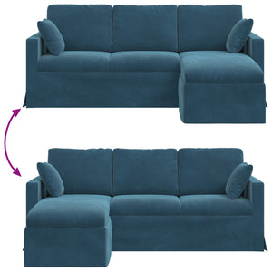 Blaues Samt Sofa, 198 cm