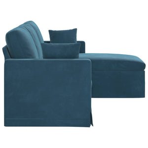 Blaues Samt Sofa, 198 cm