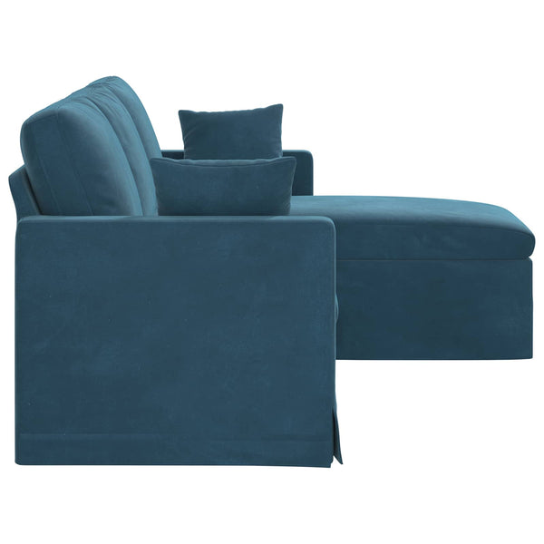Blaues Samt Sofa, 198 cm