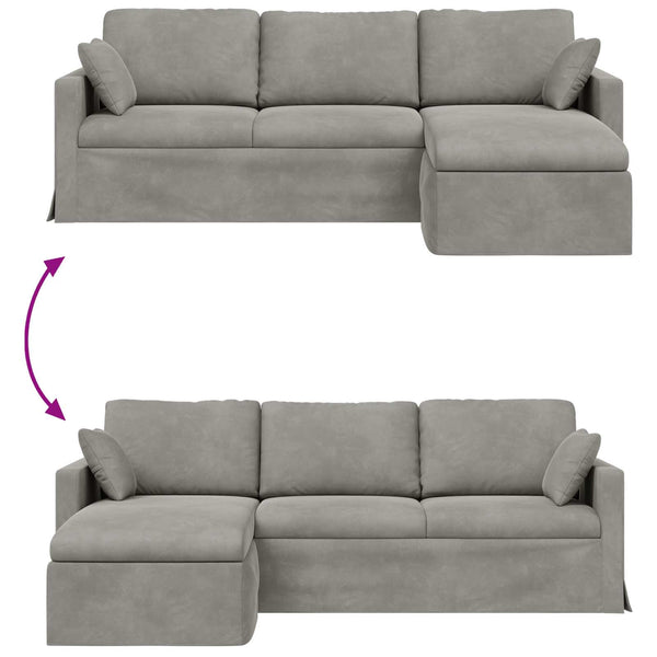 vidaXL Canapé gris clair 228 x 134 x 80 cm Velours
