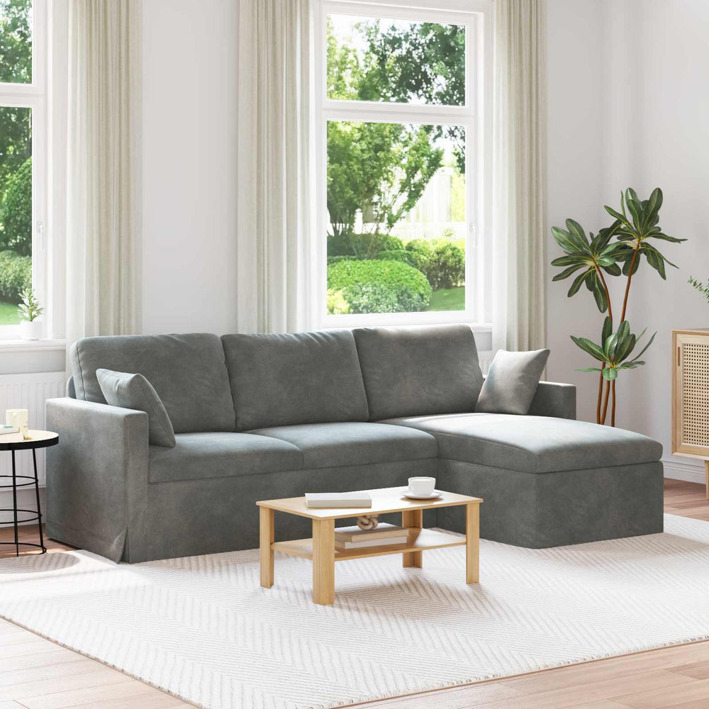 vidaXL Canapé gris foncé 228 x 134 x 80 cm Velours