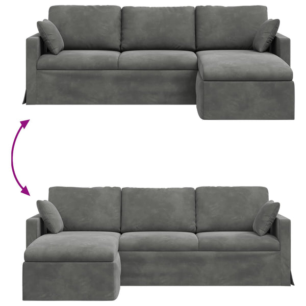 vidaXL Canapé gris foncé 228 x 134 x 80 cm Velours