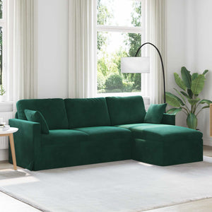 Dunkelgrünes Samt Sofa 228 cm