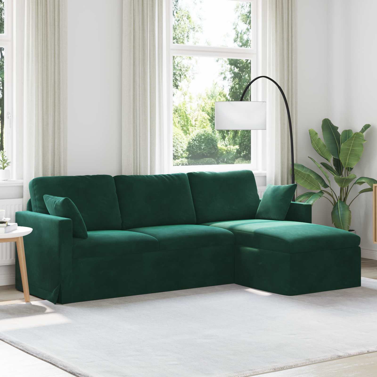Dunkelgrünes Samt Sofa 228 cm