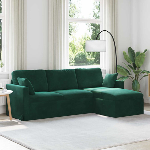 Dunkelgrünes Samt Sofa 228 cm