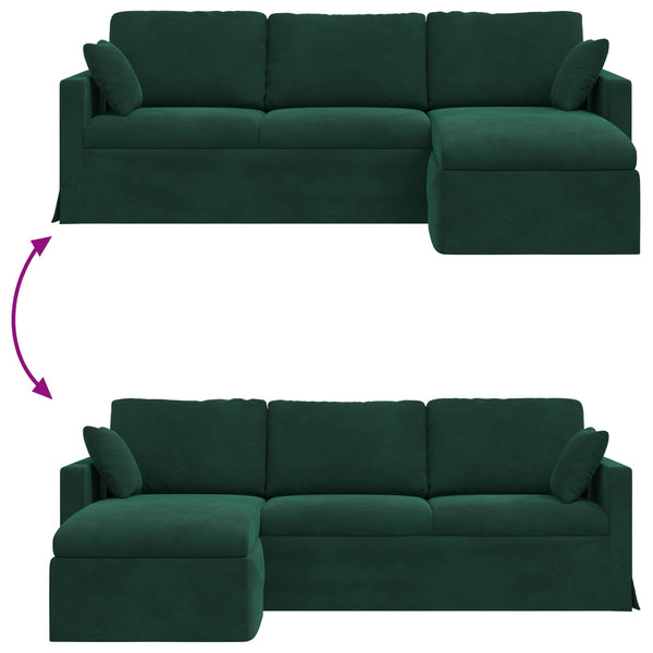 Dunkelgrünes Samt Sofa 228 cm