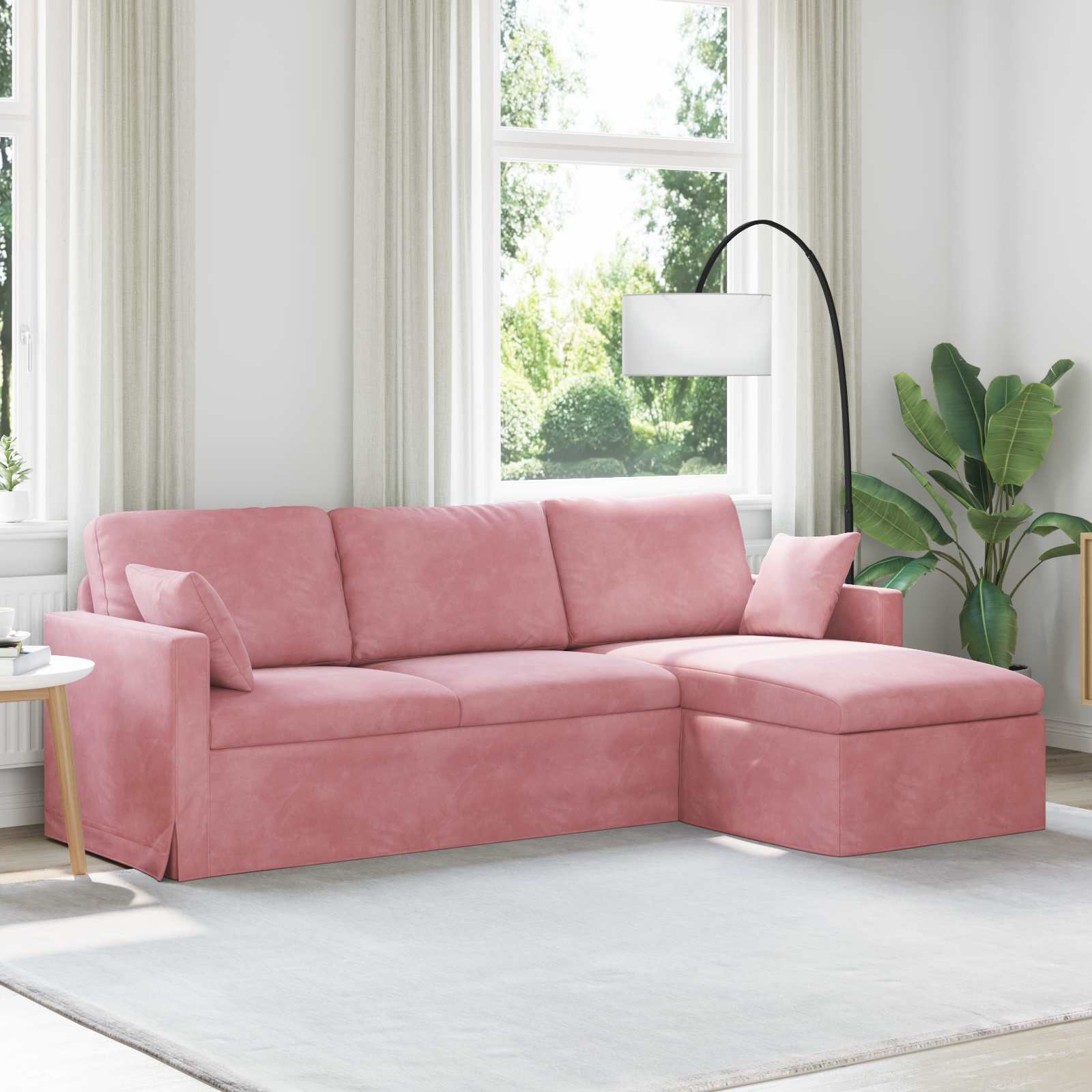 Rosa Samt Sofa 228 cm