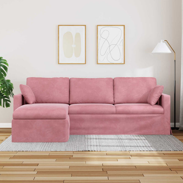 Rosa Samt Sofa 228 cm
