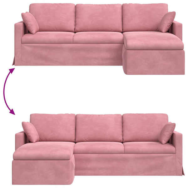 Rosa Samt Sofa 228 cm
