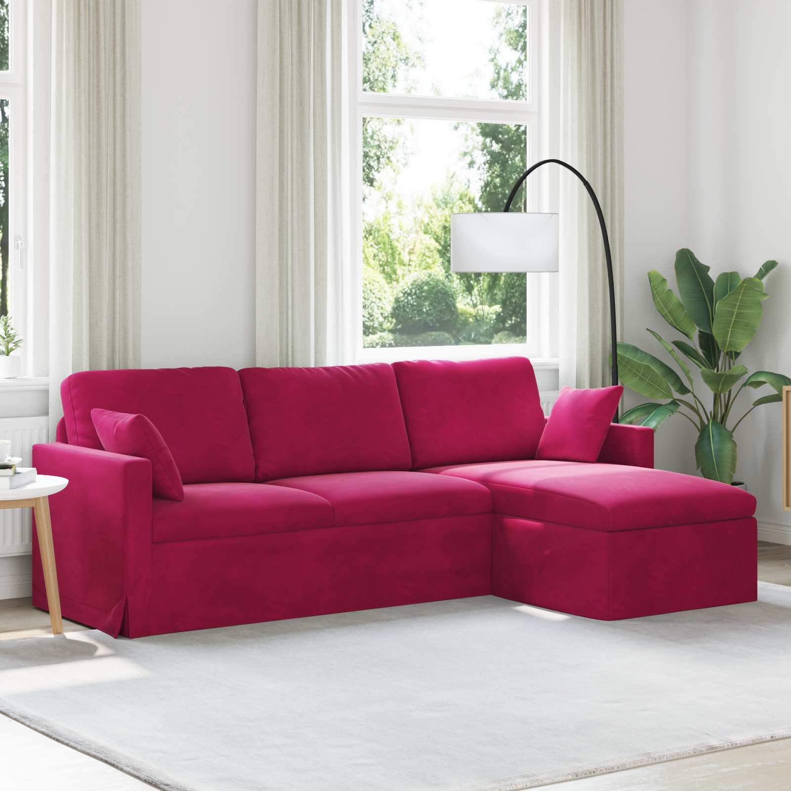 Weinrotes Samt Sofa 228 cm