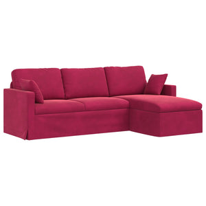Weinrotes Samt Sofa 228 cm