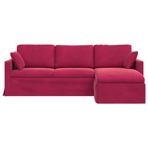 Weinrotes Samt Sofa 228 cm