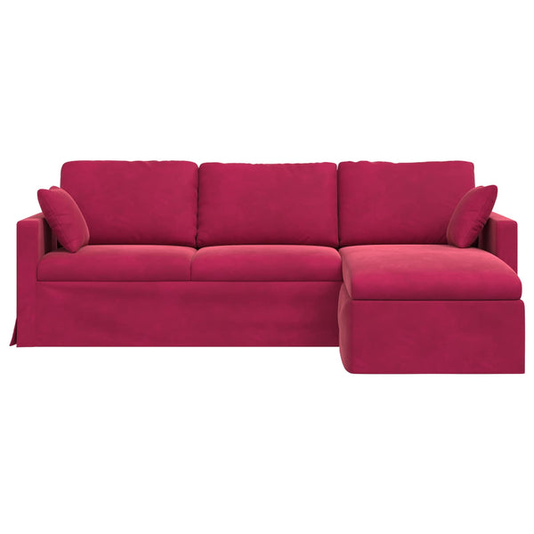Weinrotes Samt Sofa 228 cm
