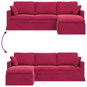 Weinrotes Samt Sofa 228 cm