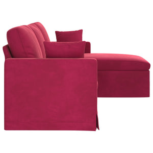Weinrotes Samt Sofa 228 cm