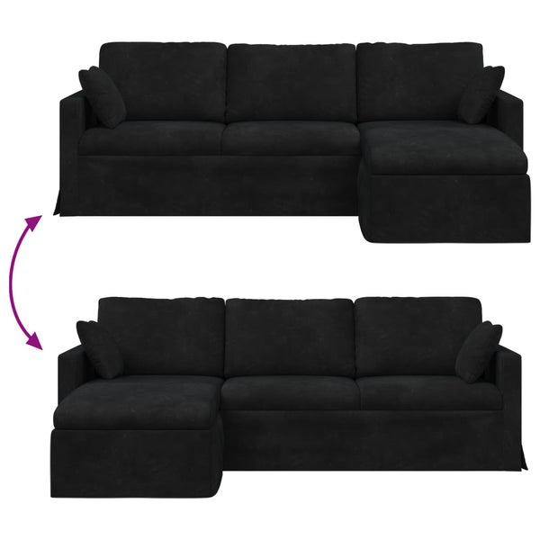 vidaXL Canapé noir 228 x 134 x 80 cm Velours