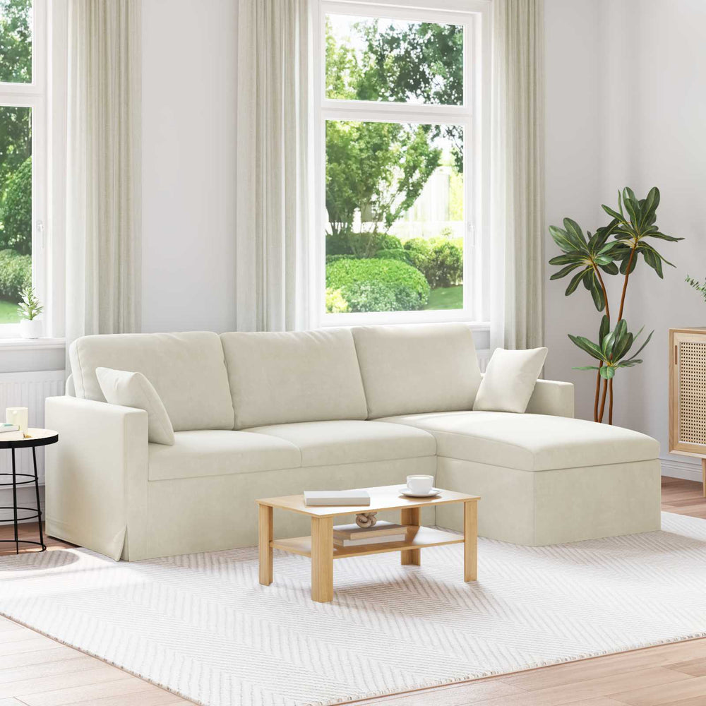vidaXL Canapé crème 228 x 134 x 80 cm Velours