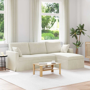 Creme Samt Sofa 228 cm