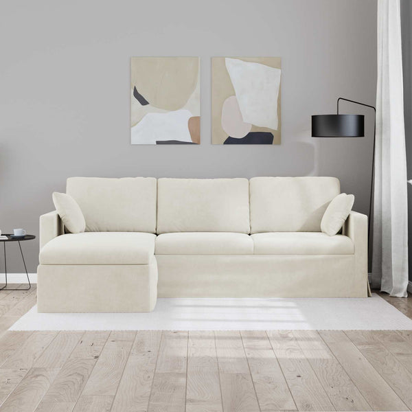 Creme Samt Sofa 228 cm