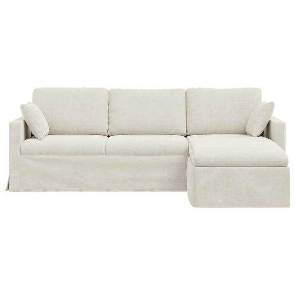 Creme Samt Sofa 228 cm