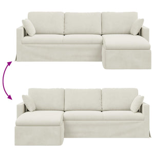 Creme Samt Sofa 228 cm