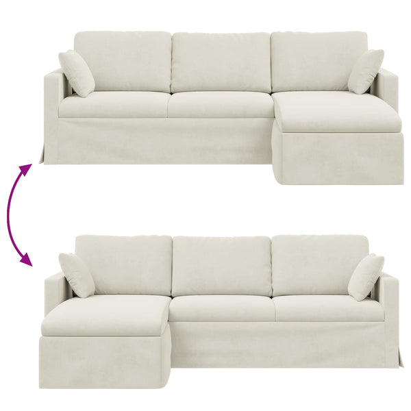 Creme Samt Sofa 228 cm
