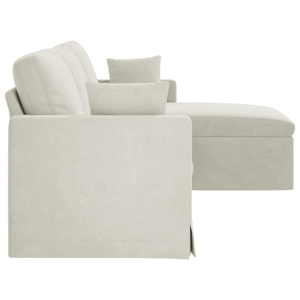 Creme Samt Sofa 228 cm