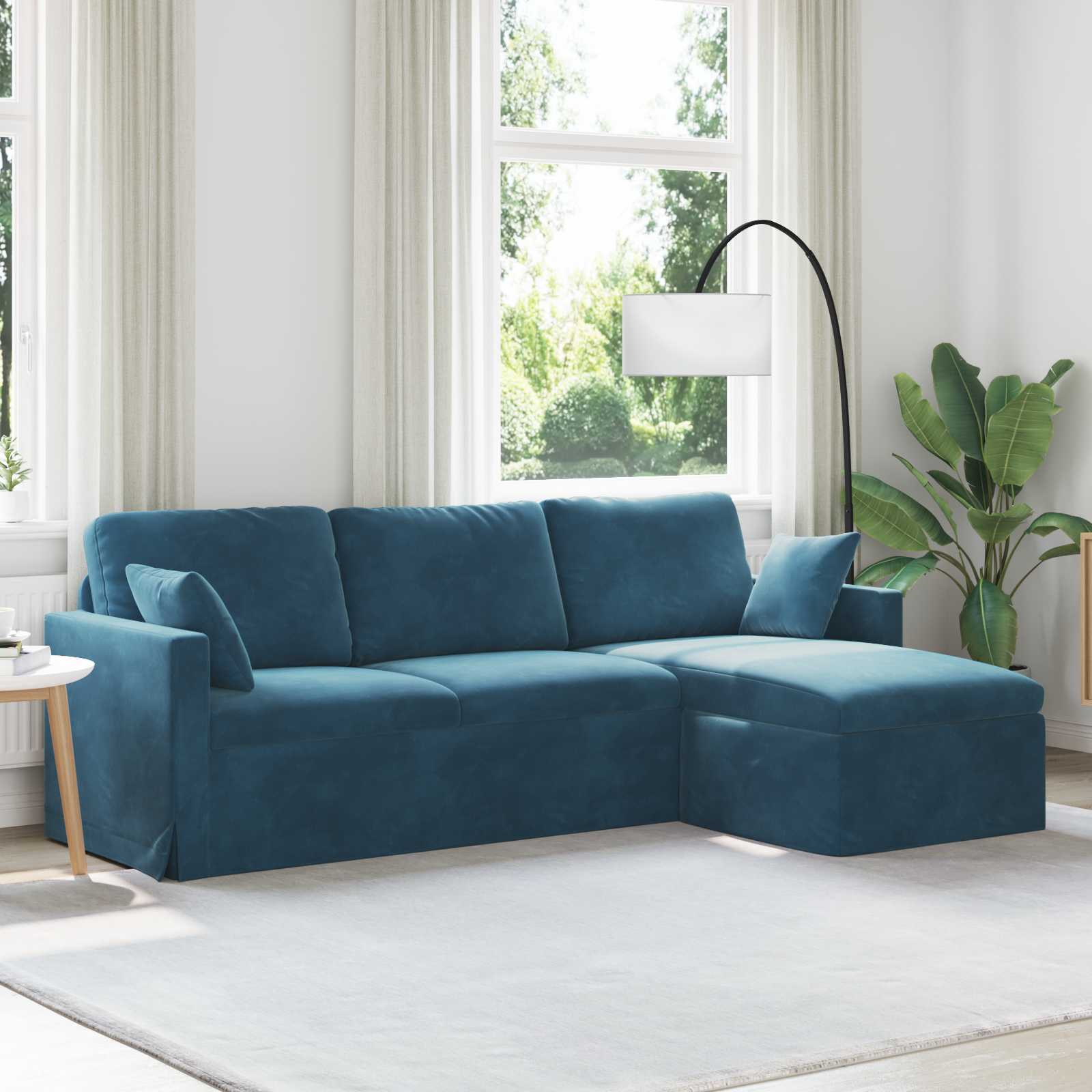 Blaues Samt Sofa 228 cm