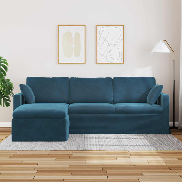 Blaues Samt Sofa 228 cm