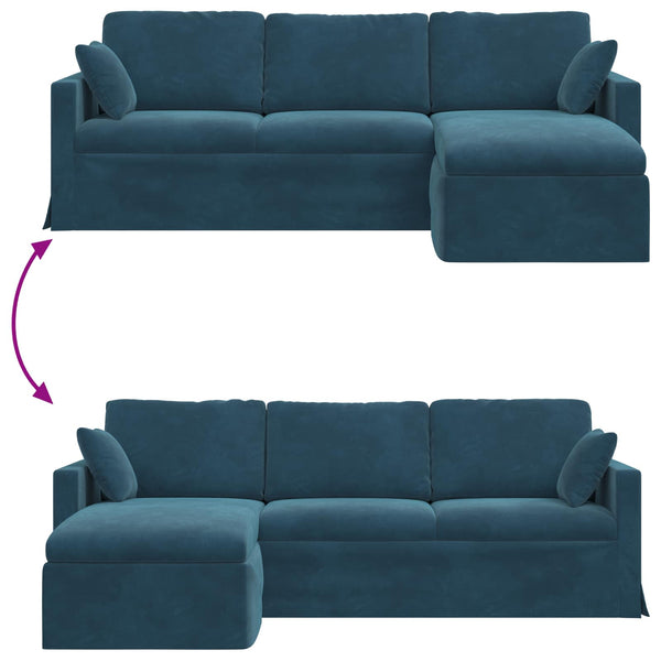 Blaues Samt Sofa 228 cm