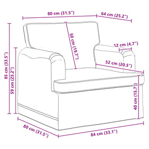 vidaXL Canapé Gris clair 84 x 80 x 85 cm Tissu