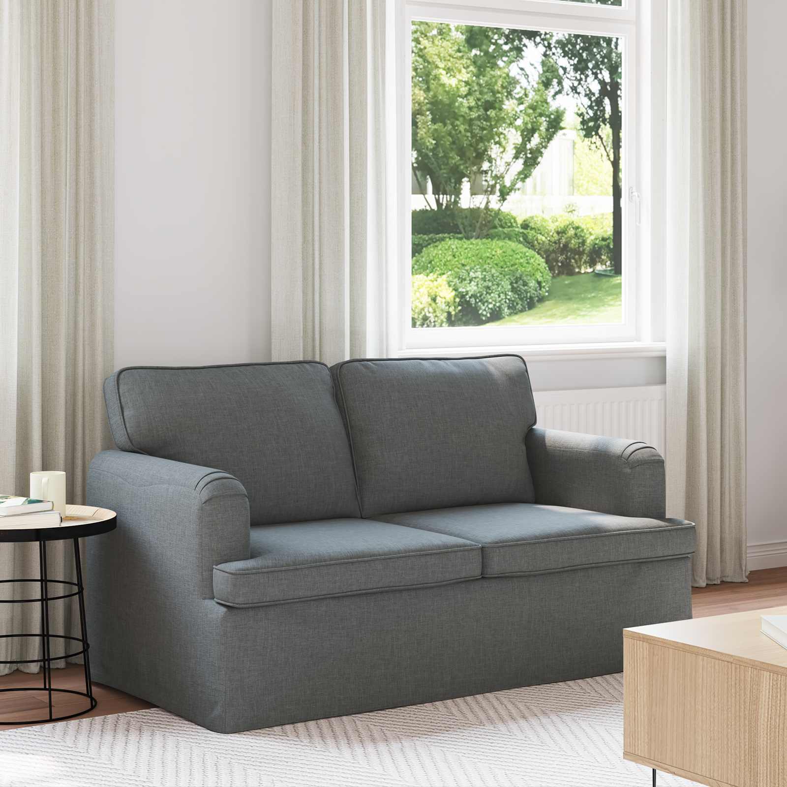Dunkelgraues Stoffsofa 144 cm