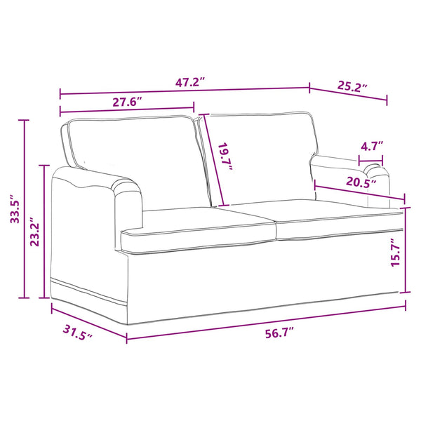 Dunkelgraues Stoffsofa 144 cm