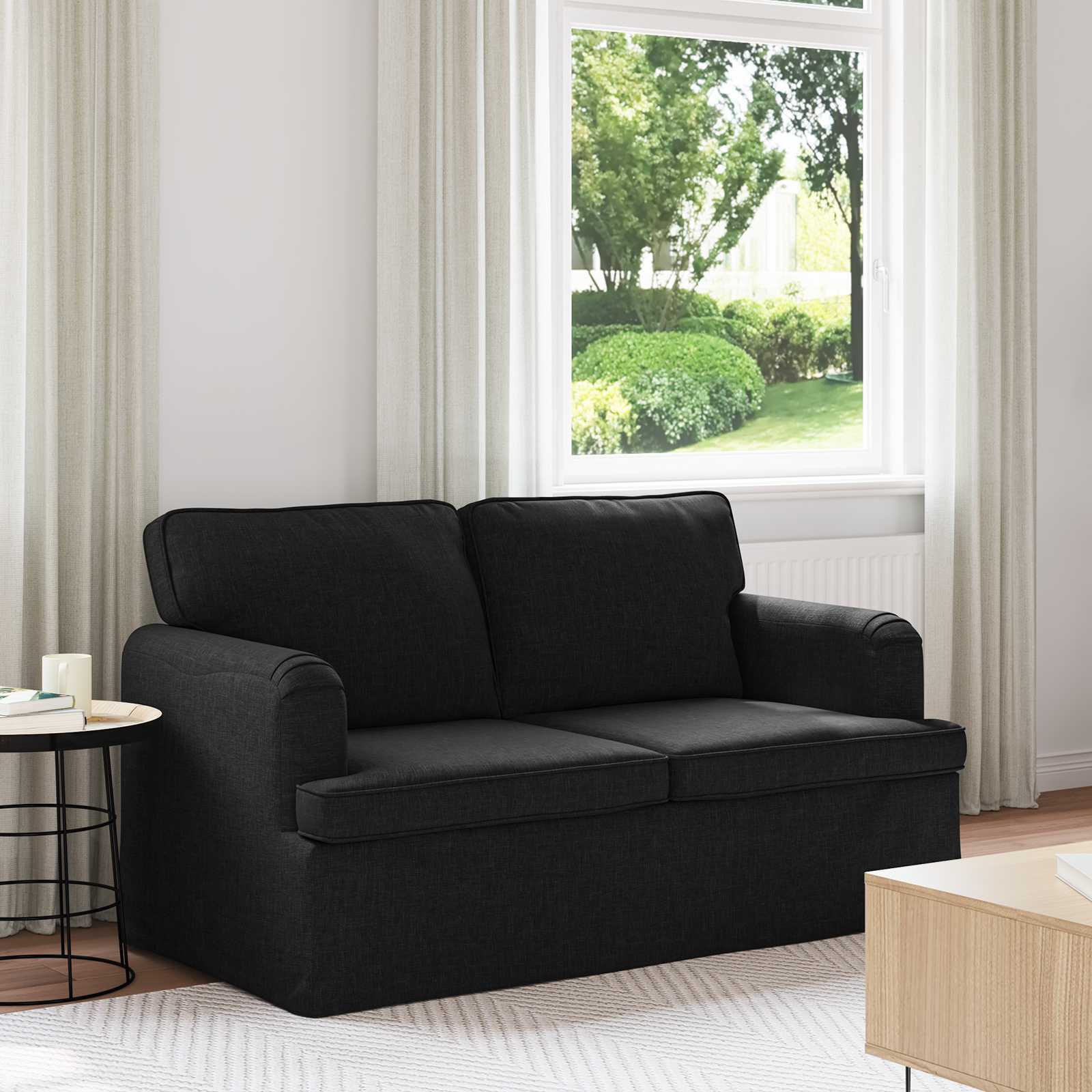 Schwarzes Stoffsofa 144 cm