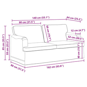Schwarzes Stoff Sofa 162 cm