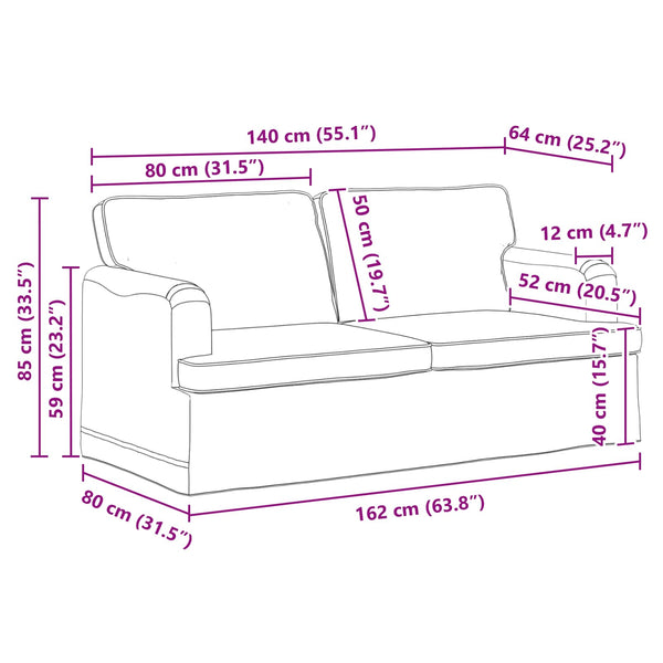 Schwarzes Stoff Sofa 162 cm