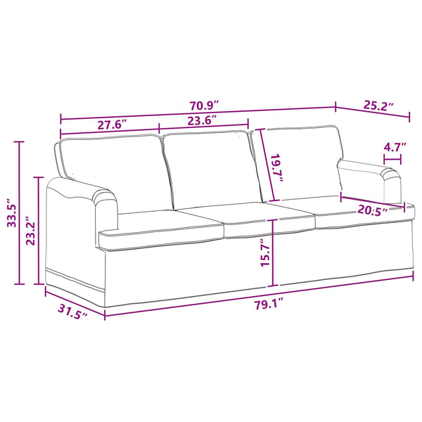Dunkelgraues Stoffsofa 201 cm