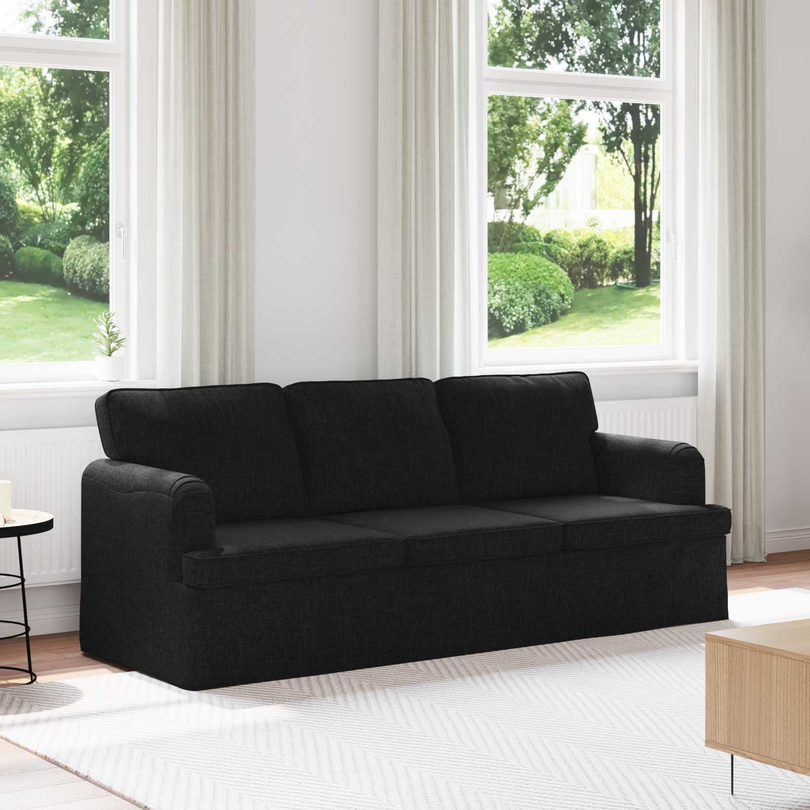 Schwarzes Stoffsofa 201 cm