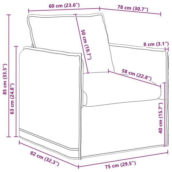 Dunkelgraues Stoffsofa 75x82x85 cm