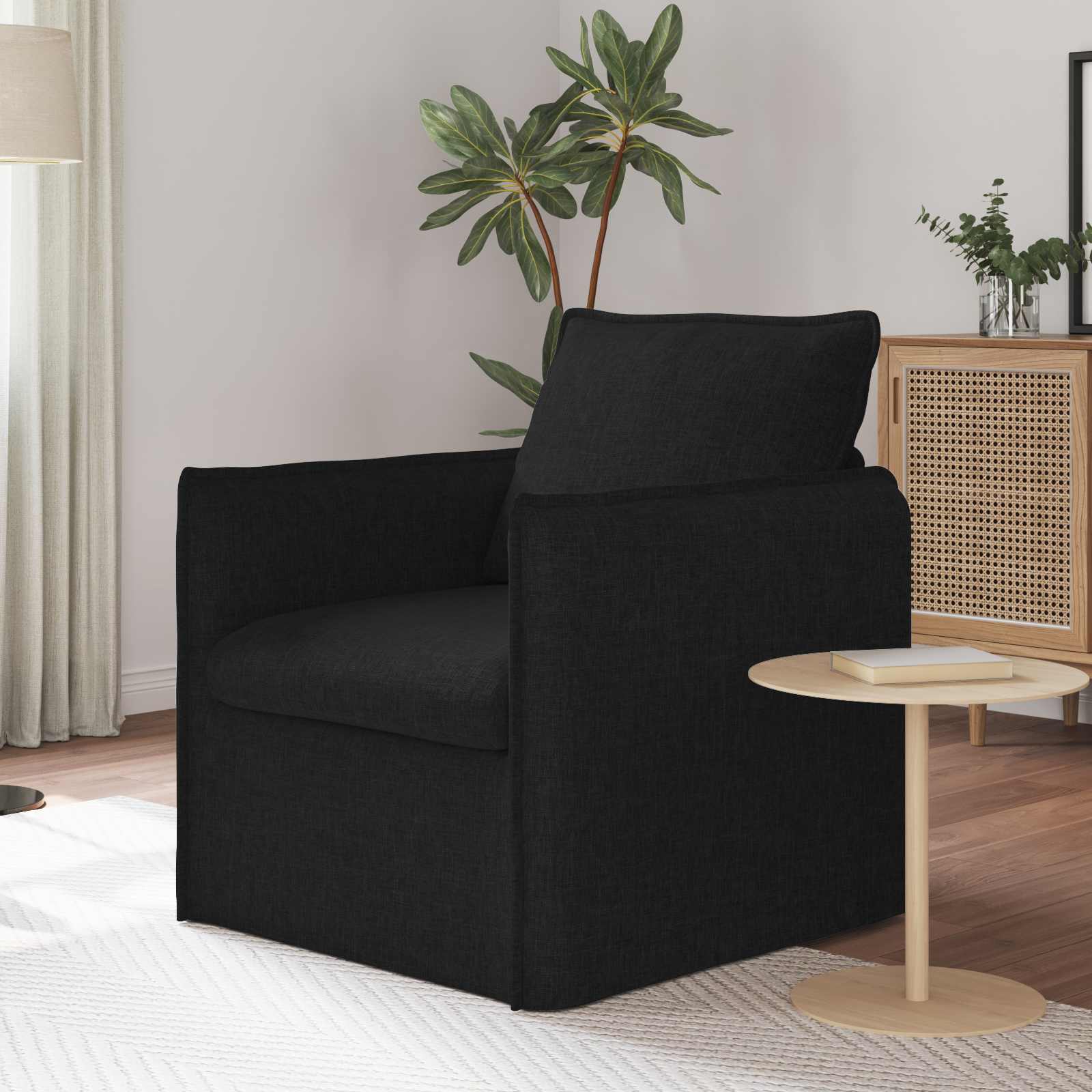 Schwarzes Stoffsofa 75x82x85cm