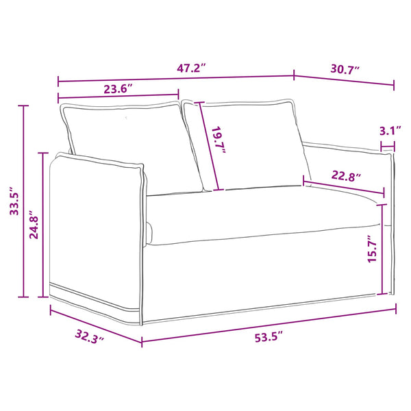 Dunkelgraues Stoffsofa 136 cm