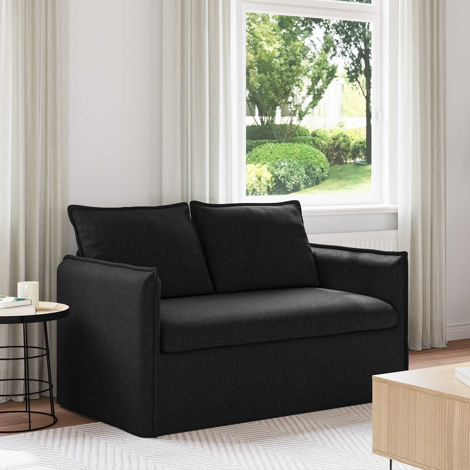 Schwarzes Stoffsofa 136 cm