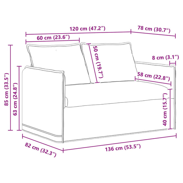 Schwarzes Stoffsofa 136 cm