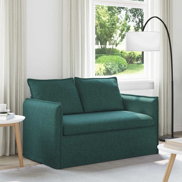 Dunkelgrünes Stoffsofa 136 cm