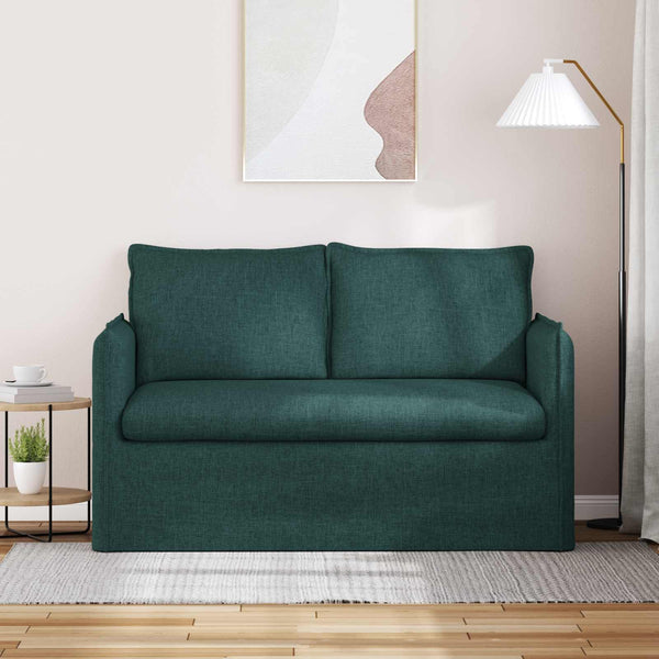 Dunkelgrünes Stoffsofa 136 cm