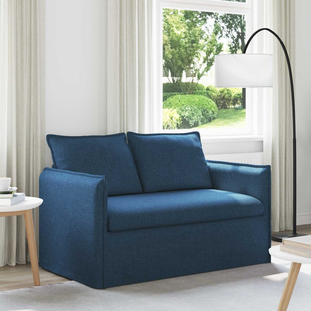 Blaues Stoffsofa 136 cm