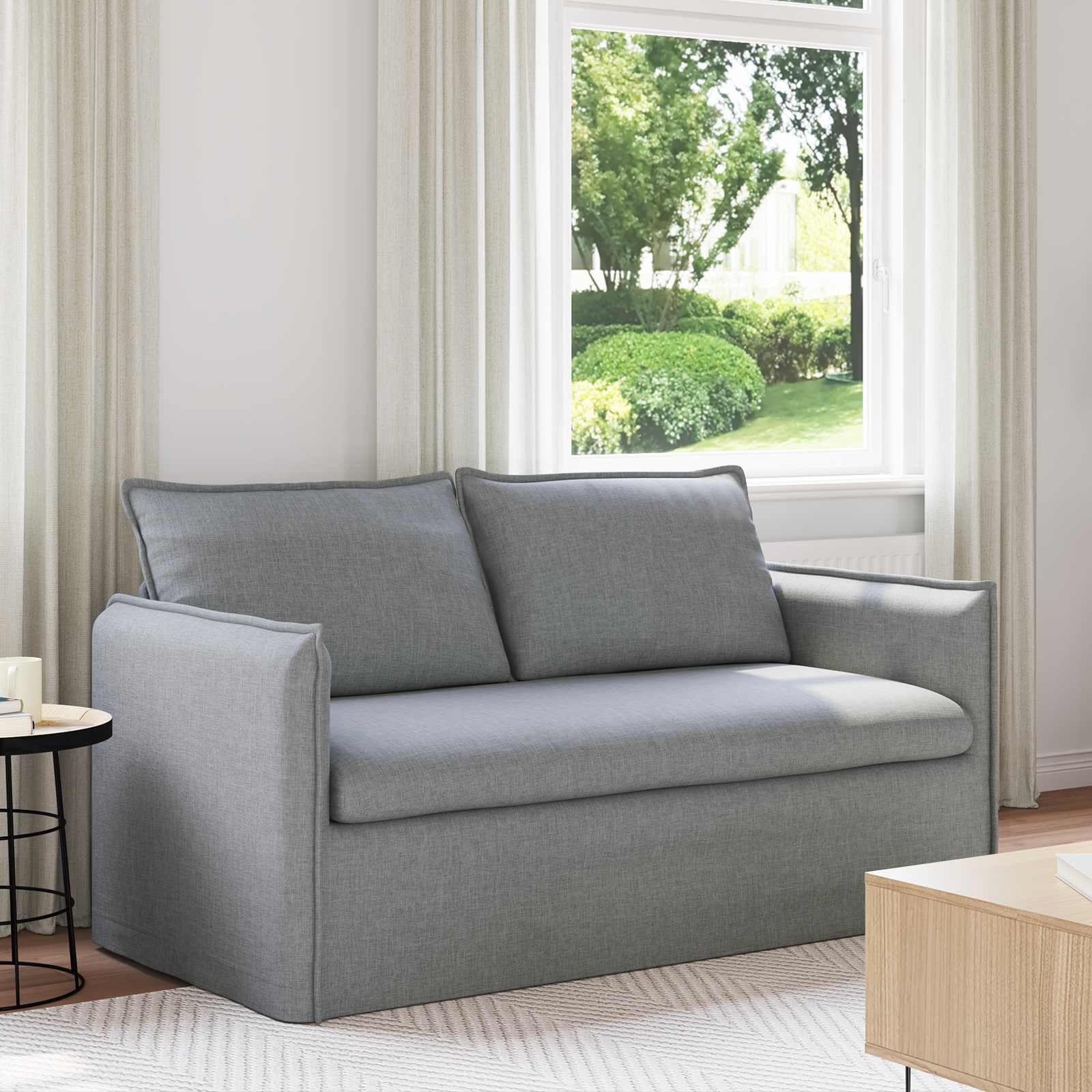 Hellesgraues Stoffsofa, 156 cm