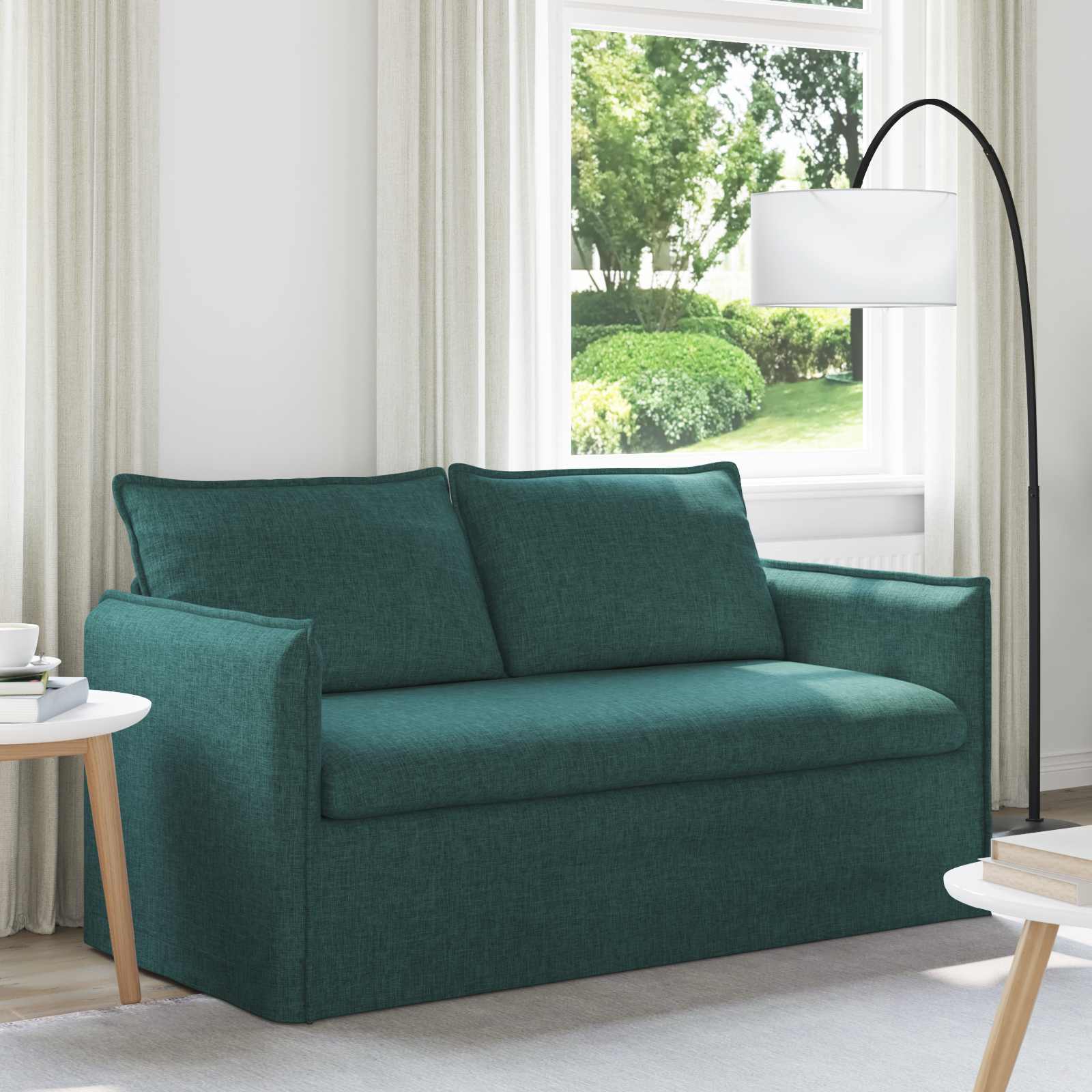 Dunkelgrünes Stoffsofa 156 cm
